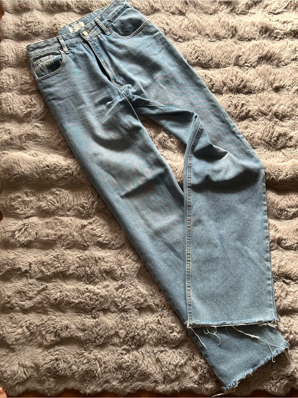 Bershka Denim Light Blue Women’s Casual Straight-Leg Jeans